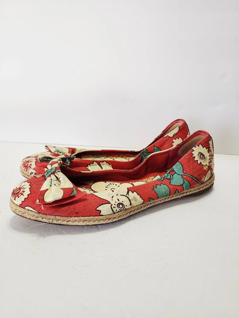 Tory Burch Tasmin Floral Print Canvas Espadrille Size 10